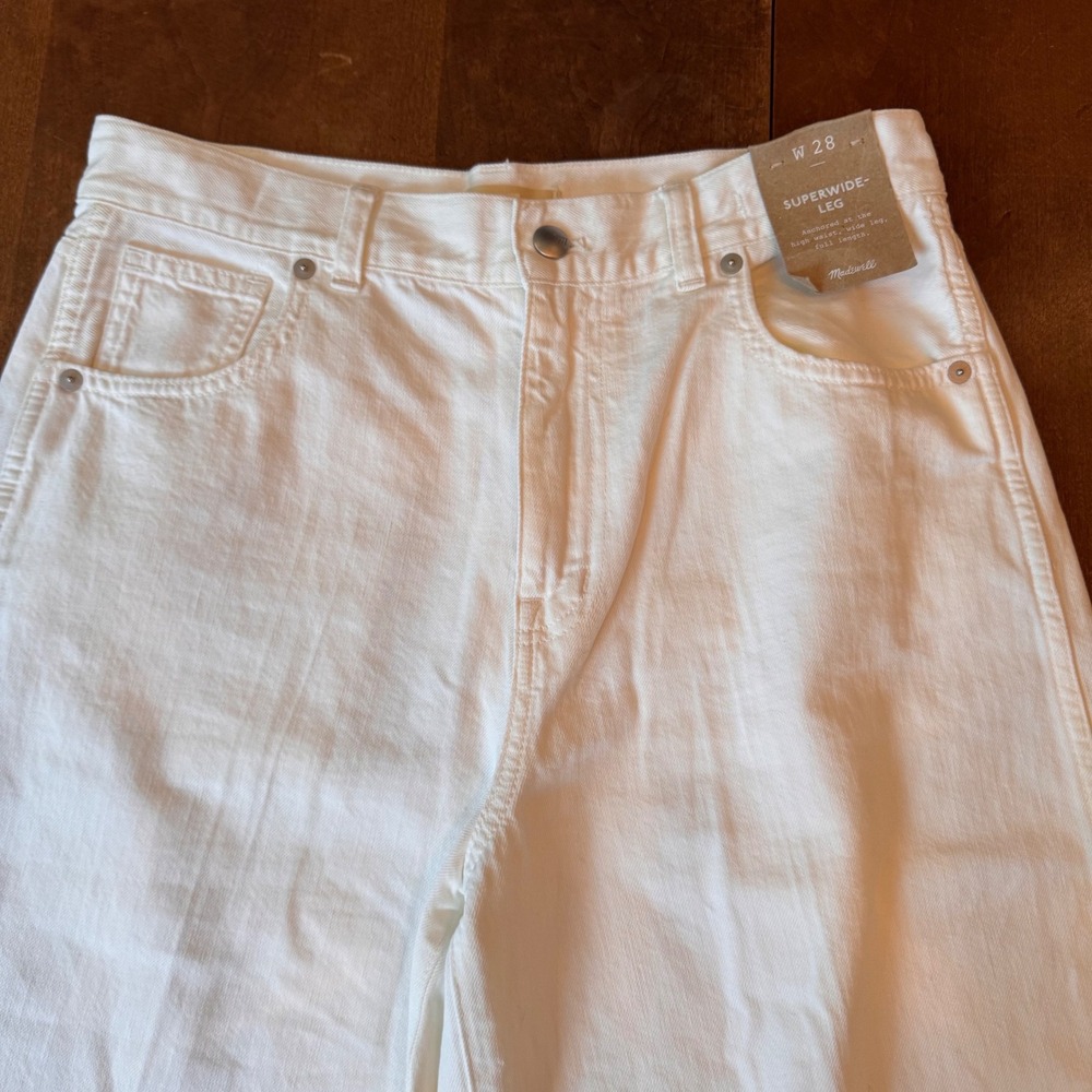 Madewell Jeans Women 28 White Superwide-Leg High-Rise Full-Length Cotton NS899 - Picture 3 of 12